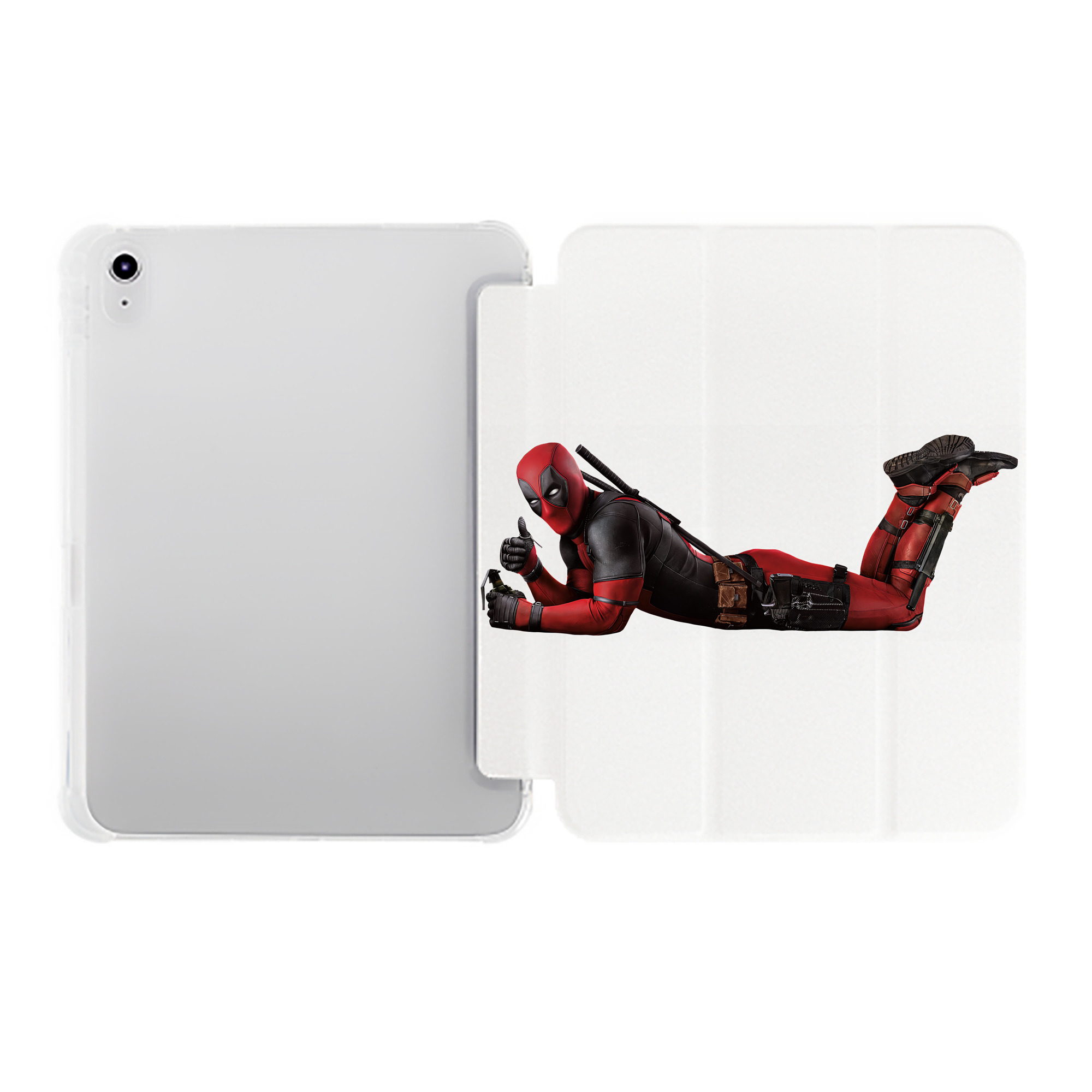 （画像用） Deadpool デッドプール IPad ケース ペン収納付き 三つ折りスタンド PUレザー×シリコン 対応機種9.5/10.5/10.9インチ